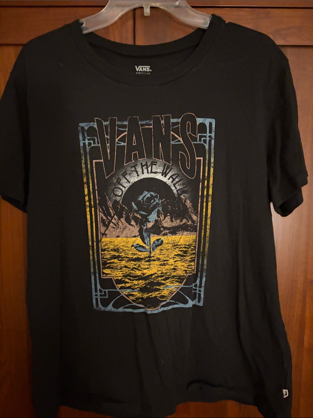 Vans Black Short-Sleeve Tee with Yellow & Blue Graphic